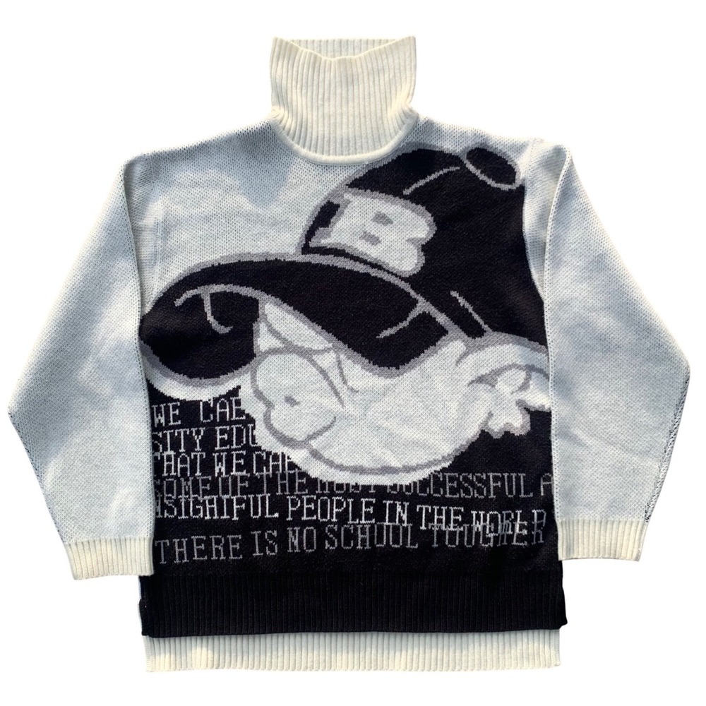Vintage School of Hard Knocks SOHK Graphic Knit Turtleneck Sweater‎ XL Black